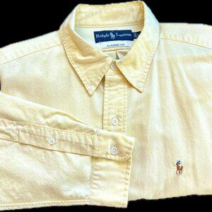 POLO Ralph Lauren Men's Yellow Button Down Oxford Shirt: L